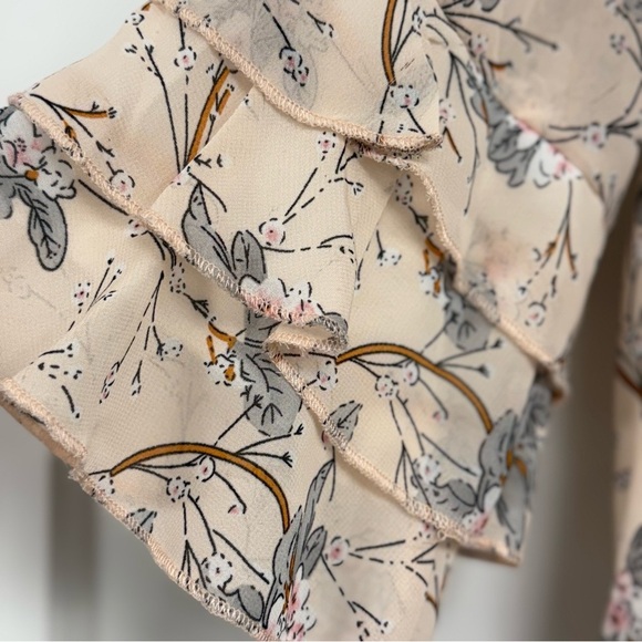 Smukke Girls Tween 14 Peach Floral Chiffon Dress Ruffles Knee Length Party Pics - Picture 7 of 10